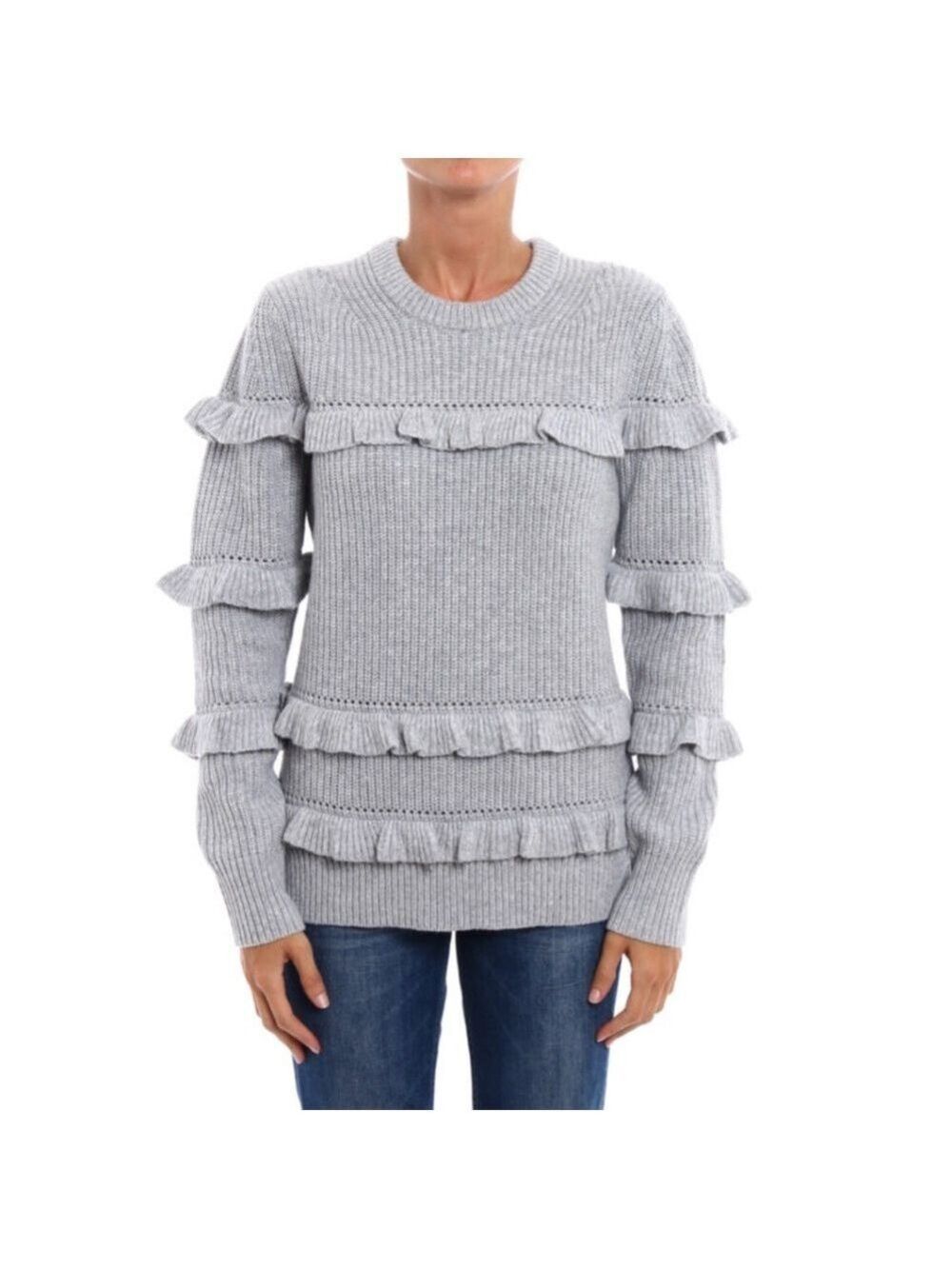 MICHAEL Michael Kors wool cashmere thick ruffle knit sweater M